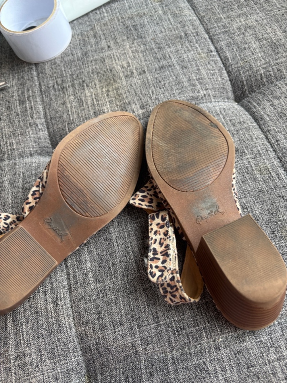 Leopard Print Slingback Mules - Beige/Black - Picture 4 of 6